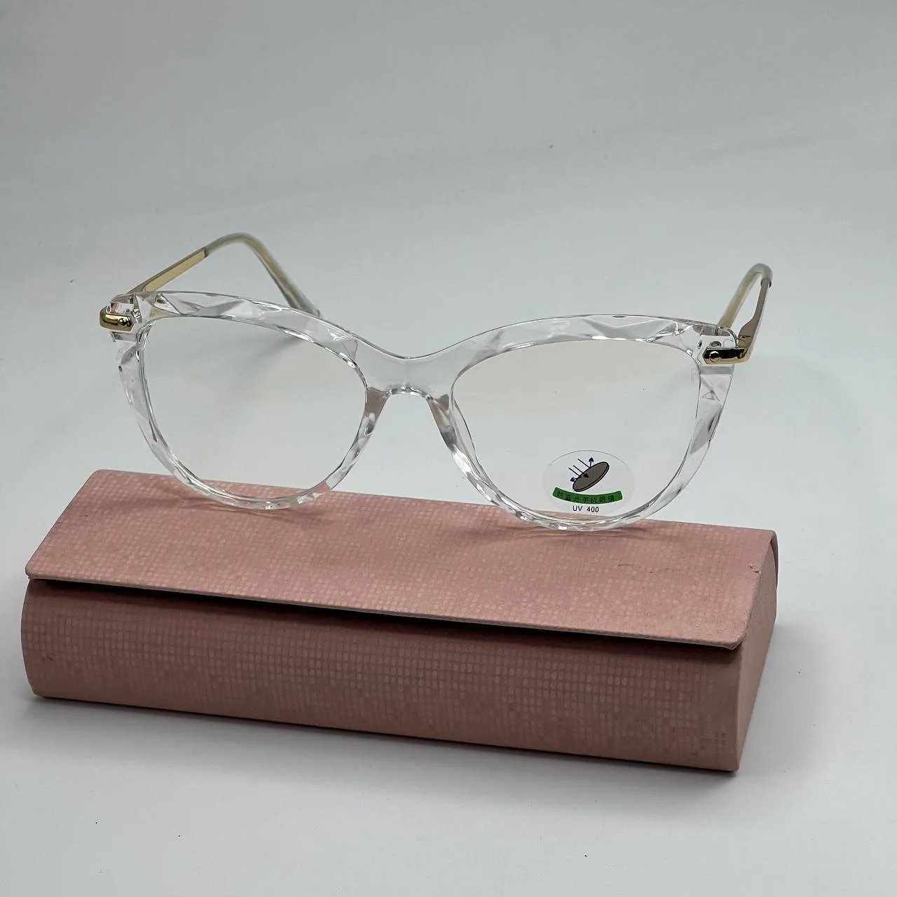 فریم عینک طبی زنانه مدل فریم کریستالی دسته فلزی گربه ای